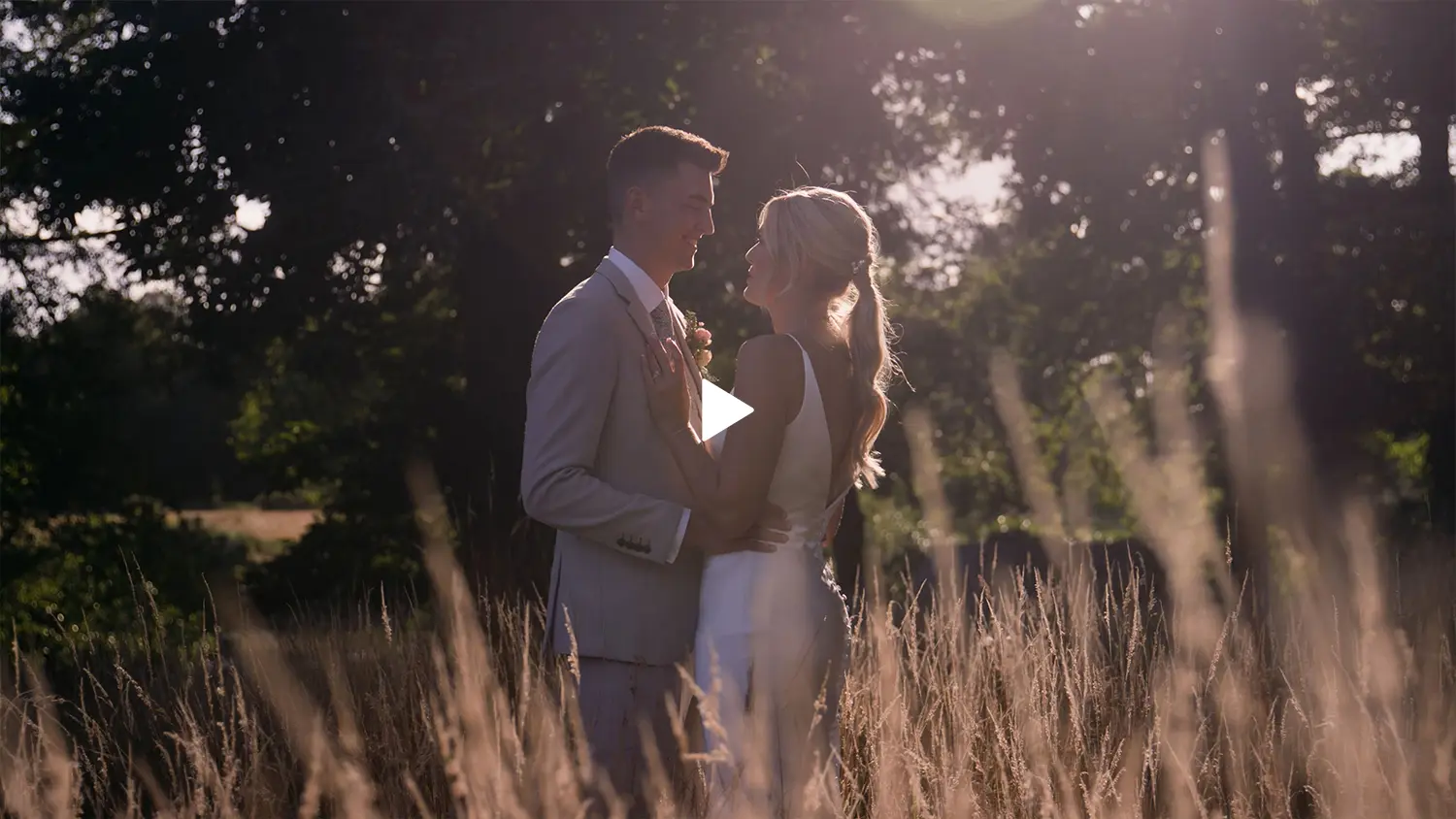Frame of a wedding couple sharing an embrace in their wedding film